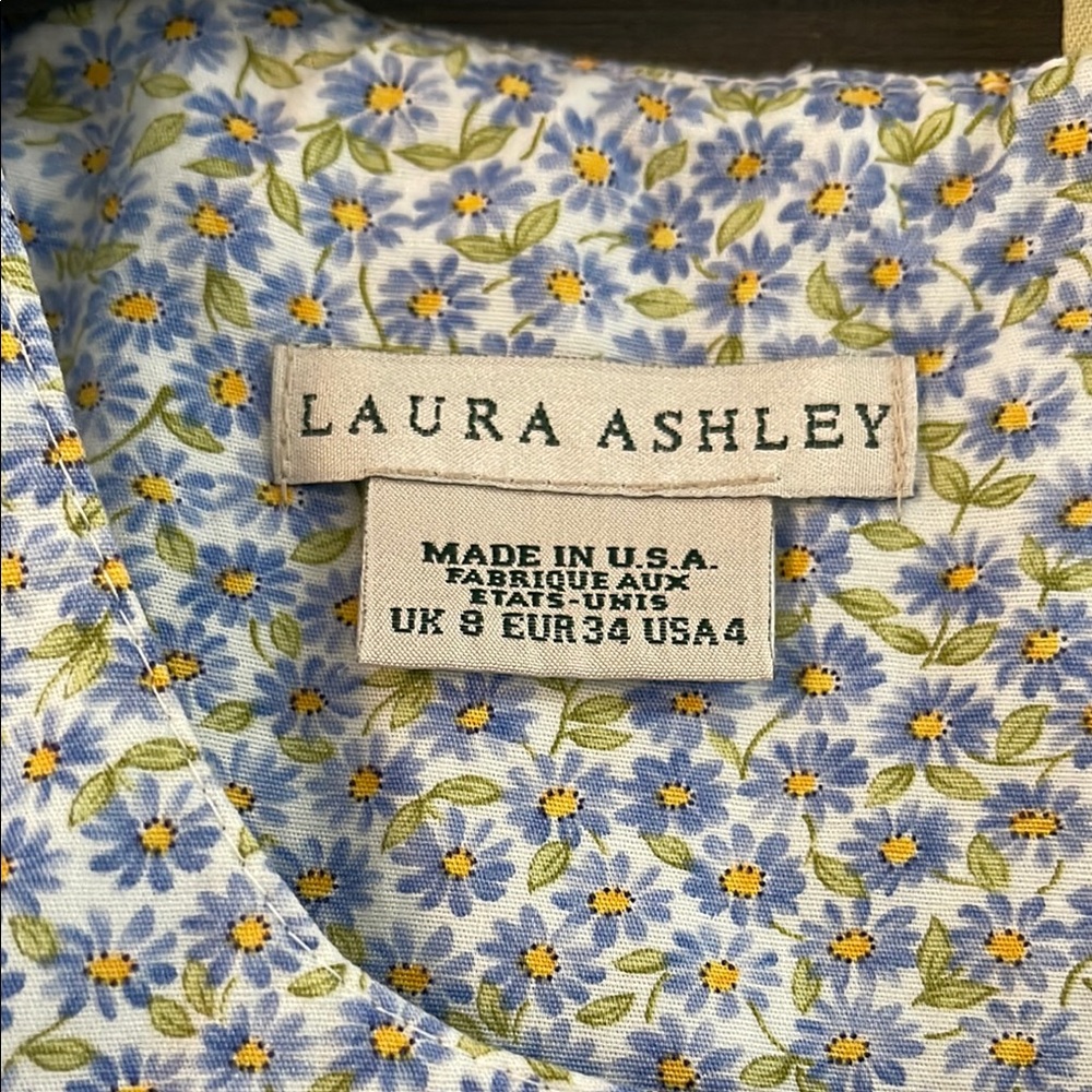 Laura Ashley White and Blue Sleeveless Sheath Dress - Picture 2 of 6